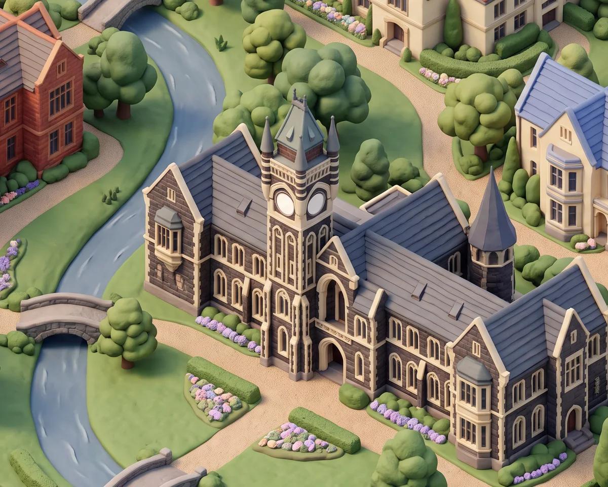 A clay miniature of the University of Otago clocktower and the Leith